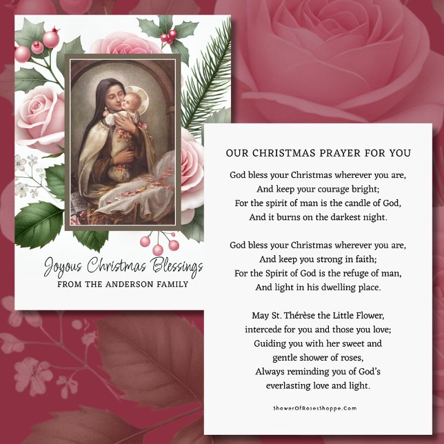 Placement Carte de prière de Noël avec St Thérèse et Pink Ch (Créateur téléchargé)
