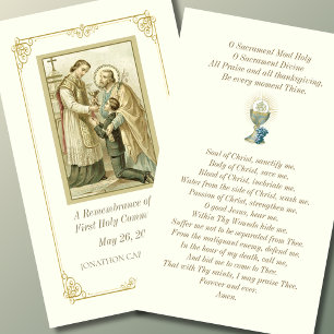 Placement Carte de prière de souvenir de première communion 