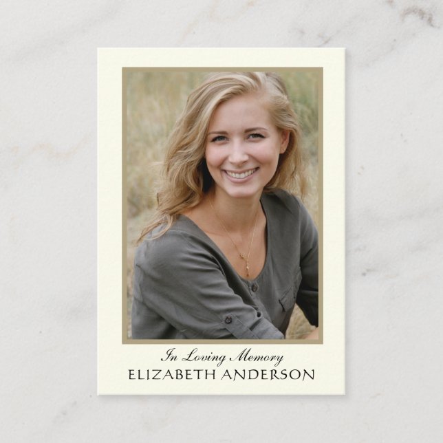 Placement Carte de prière funéraire (Devant)