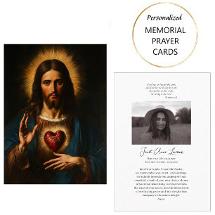 Placement Carte de prière funéraire catholique du Sacré-Cœur