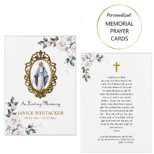 Placement Carte de prière funéraire catholique romaine de la