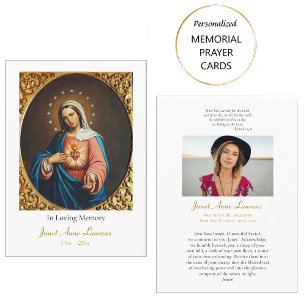 Placement Carte de prière funéraire Cœur Immaculé de Marie