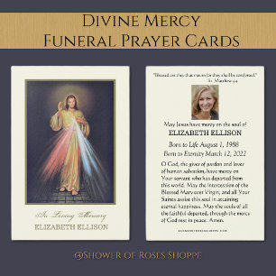 Placement Carte de prière funéraire de Miséricorde Divine de