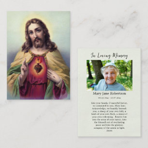 Placement Carte de prière funéraire du Sacré-Cœur de Jésus