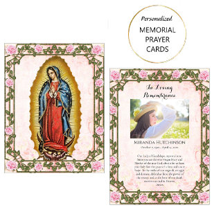 Placement Carte de prière funéraire Notre-Dame de Guadalupe
