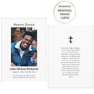 Placement Carte de prière funéraire orthodoxe minimaliste