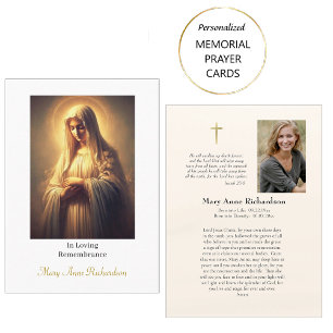Placement Carte de prière mémorielle catholique romaine de l