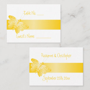 Placement Carte de réglage mariage Papillon jaune