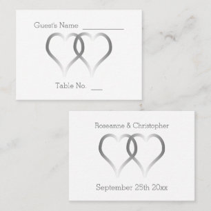 Placement Carte de réglage mariage Place Coeurs d'argent