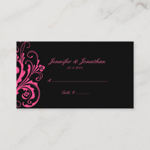 Placement Carte de siège à chic rose et noir chaud