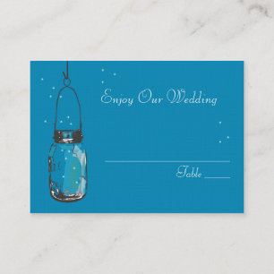 Placement Carte de siège d'escorte lucioles & Mason Jar
