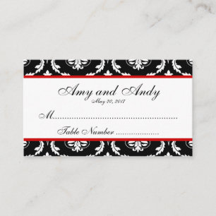 Placement Carte de siège Mariage damassé rouge, noir