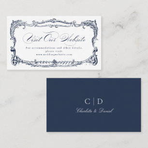 Placement Carte de site Web à encadré vintage Navy Classic S