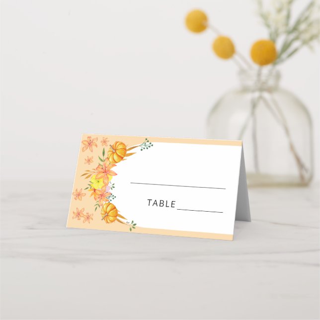 Placement Carte de table arche orange aquarelle citrouille (Devant)