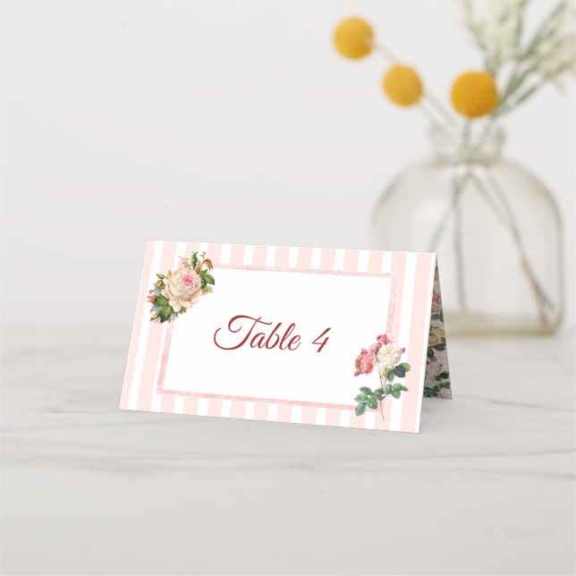 Placement Carte de table Bouquet Rose Corail (Devant)
