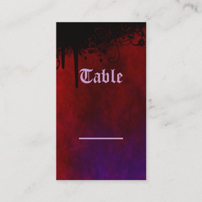 Placement Carte de table de coeur gothique (Devant)