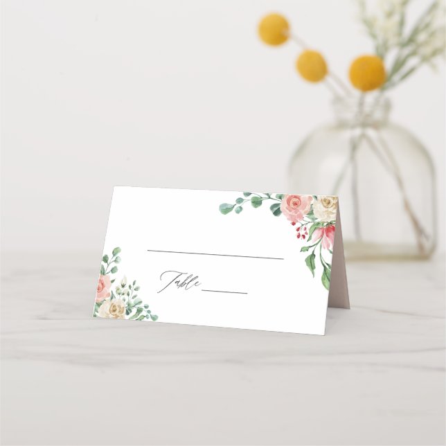 Placement Carte de table de mariage à la rose botanique rust (Devant)