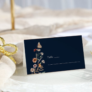 Placement Carte de table de mariage Bohème Bleu Marine