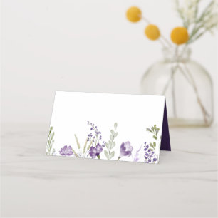 Placement Carte de table de mariage florale sauvage violette