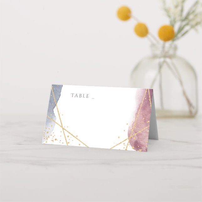Placement Carte de table de mariage géométrique à l'aquarell (Devant)