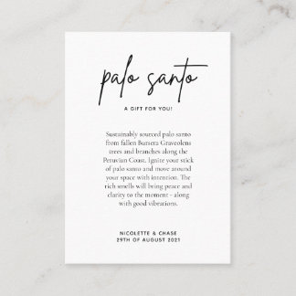 Placement Carte de table de mariage Palo Santo
