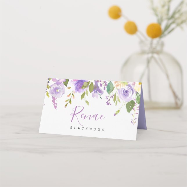 Placement Carte de table d'honneur florale violette, Florale (Devant)