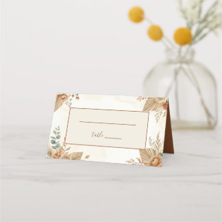 Placement Carte de table élégante rustique boho florale pour