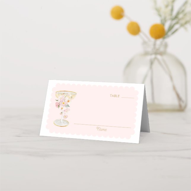 Placement Carte de table Élégantes Pétales et Prosecco (Devant)