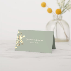 Placement Carte de Table Fleur de Champ Vert Sauge pour Mari