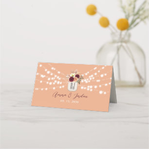 Placement Carte de Table Fleurie Rustique pour Mariage