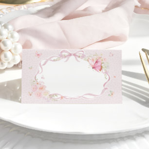 Placement Carte de table florale Papillon rose