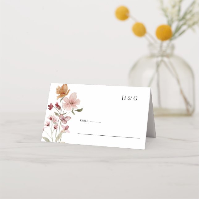 Placement Carte de Table Mariage Bohème Rustique (Devant)