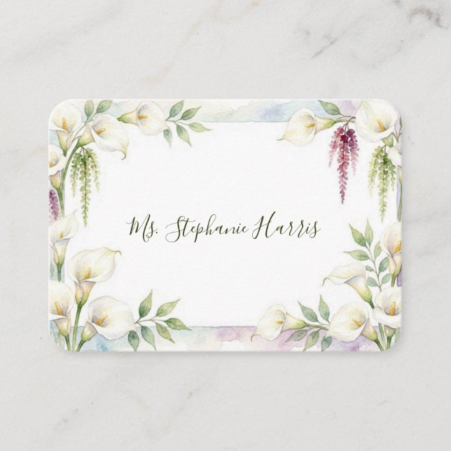 Placement Carte de table plate Cascading Calla (Devant)