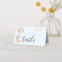 Carte de table pliable pour Baby Shower Ours en Pe