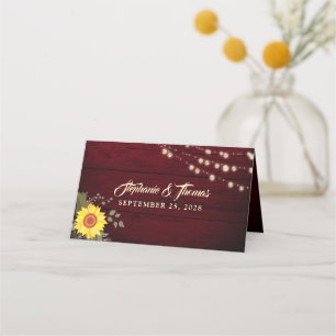 Placement Carte de table Tournesol Rustique