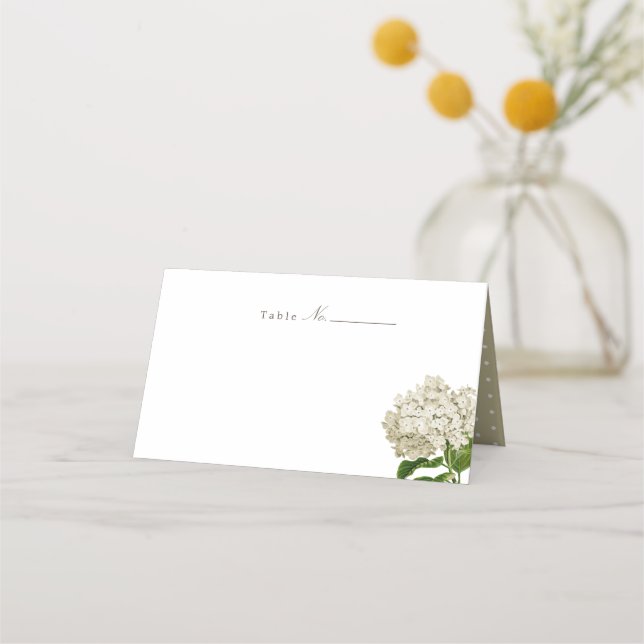 Placement Carte de table vierge aux hydrangeas blanc ivoire (Devant)