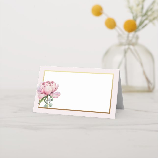 Placement Carte de table vierge florale aquarelle élégante – (Devant)