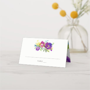 Placement Carte d'escorte de Fête des mariées florale violet