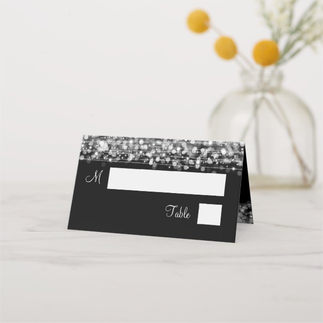 Placement Carte d'escorte Soirée de mariage élégante étincel (Devant)