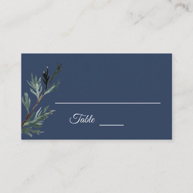 Placement Carte du lieu de mariage d'hiver bleu pin (Devant)