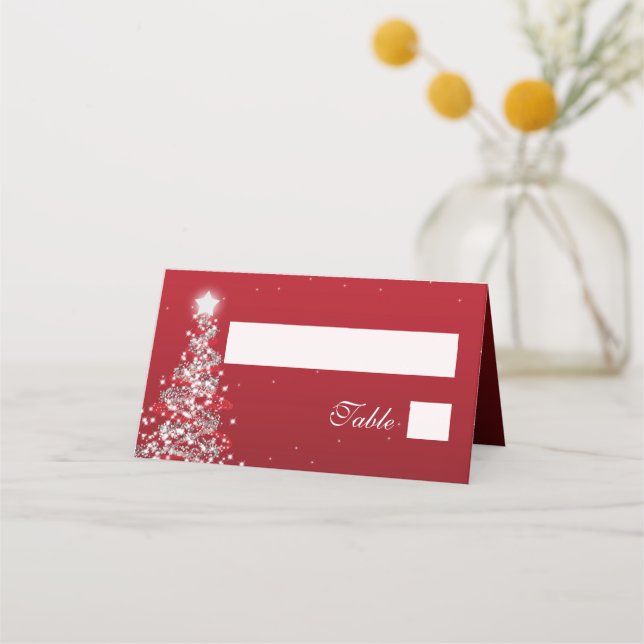 Placement Carte Escort Mariage de Noël Argent Rouge (Devant)