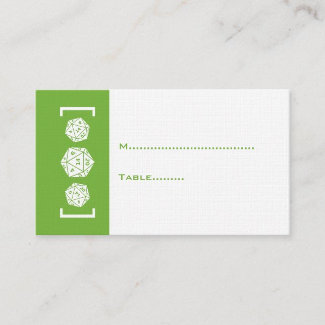 Placement Carte Mariage de jeu de dés Green D20 (Devant)