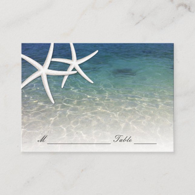 Placement Carte mariage | Plage de Starfish de la mer bleue (Devant)