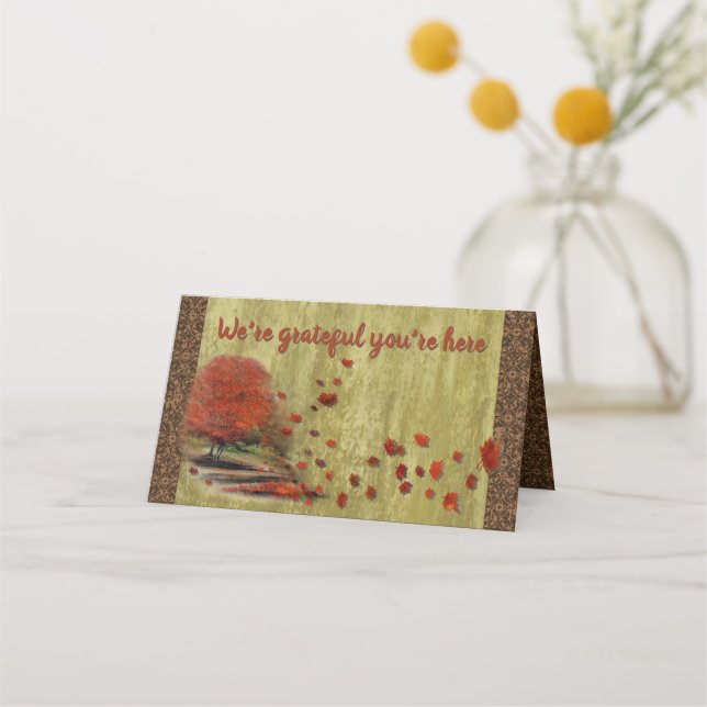Placement Carte Paysage Feuille de Thanksgiving Falling (Devant)