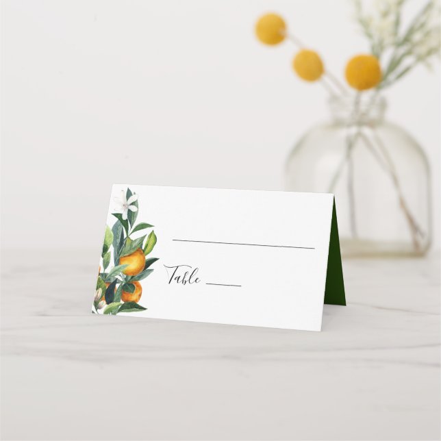 Placement Citrus Mariage Carte de place avec oranges (Devant)