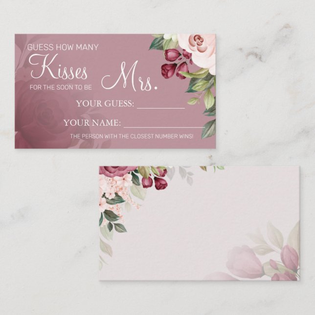 Placement Combien de baisers pour être Mme jeu de carte de d (Devant / Derrière)