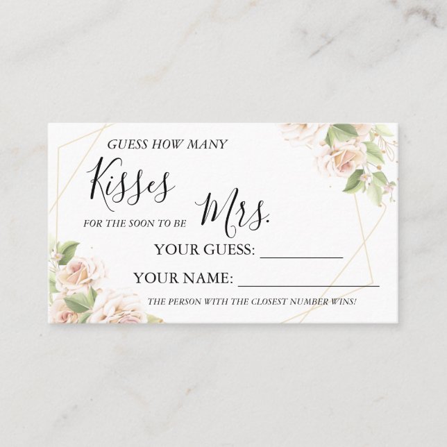 Placement Combien de baisers pour être Mme jeu de carte de d (Devant)