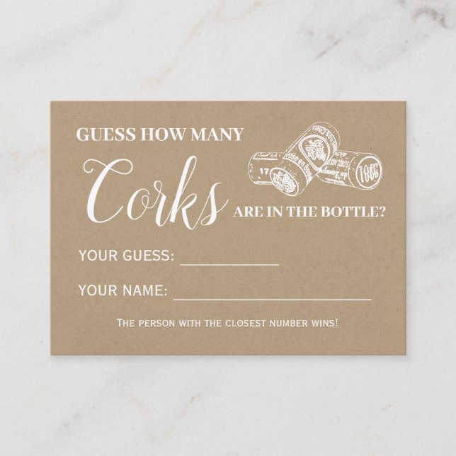 Placement Combien de bouchons anglais espagnol carte de jeu  (Devant)