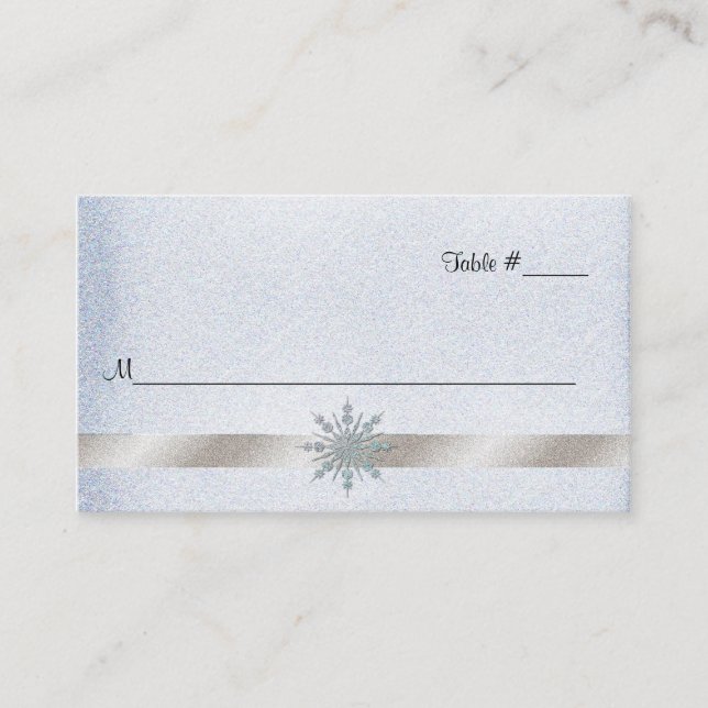 Placement Crystal Snowflake Réception de mariage Carte de li (Devant)
