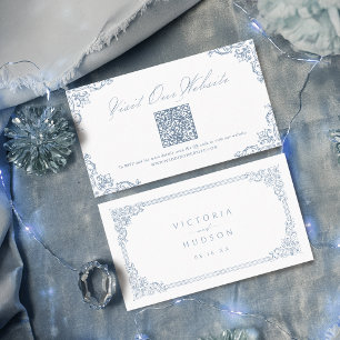 Placement Dusty Blue Vintage élégant code QR Carte de site W